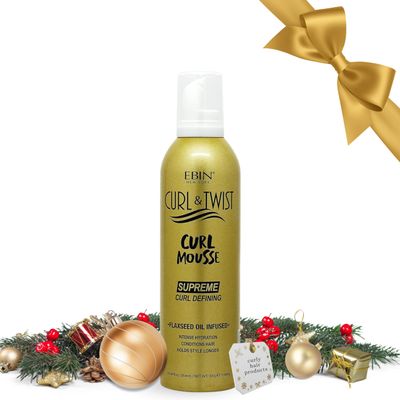 Curl & Twist Supreme Curl Defining Mousse 12.49 fl oz/354 ml  Flaxseed & Coconut Oil Infused Vitamin E Prevents Dryness Restores Vibrancy and Adds Shine to Curls Enhances Definition and Manageability