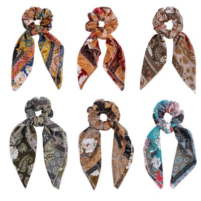 Cutewing Paisley Scrunchie Hair Accessories - Chiffon Hair Scarf Bandana, Scrunchies, Ribbons, Ponytail Holders, and Bow Scrunchies for Women (6PCS)