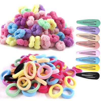 Toddler Hair Accessories,200-210pcs No Damage Soft baby Hair Ties With Clips, Age 0-8, Mini SizeHair Bands for Infant, Girls Tiny Hair Elastics, Candy Color, Cotton, Ponytail Holders