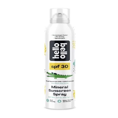 Hello Bello Mineral Sunscreen Spray SPF 30, Broad Spectrum UVA and UVB Protection, Reef Friendly and Water Resistant, Hypoallergenic