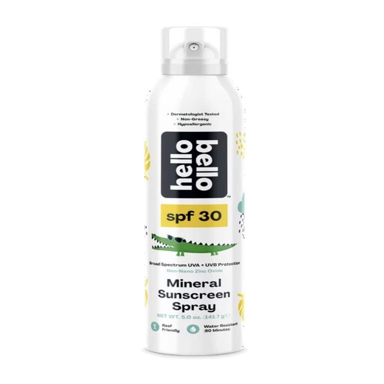 Hello Bello Mineral Sunscreen Spray SPF 30, Broad Spectrum UVA and UVB Protection, Reef Friendly and Water Resistant, Hypoallergenic