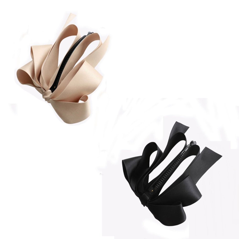 Banana Clip Elegant Satin Ribbon Bowknot Banana Clip For Women Girl Sweet Cute Vertical Clip Ponytail Clip Hairpin Headdress Hair Accessories