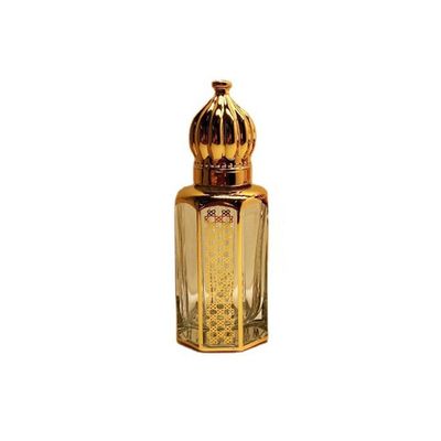 1PCS Crystal Glass Perfume Bottle,Transparent Bronzing Essential Oil Bottle Middle East Crystal Gold Essential Oil Bottles(6ml)