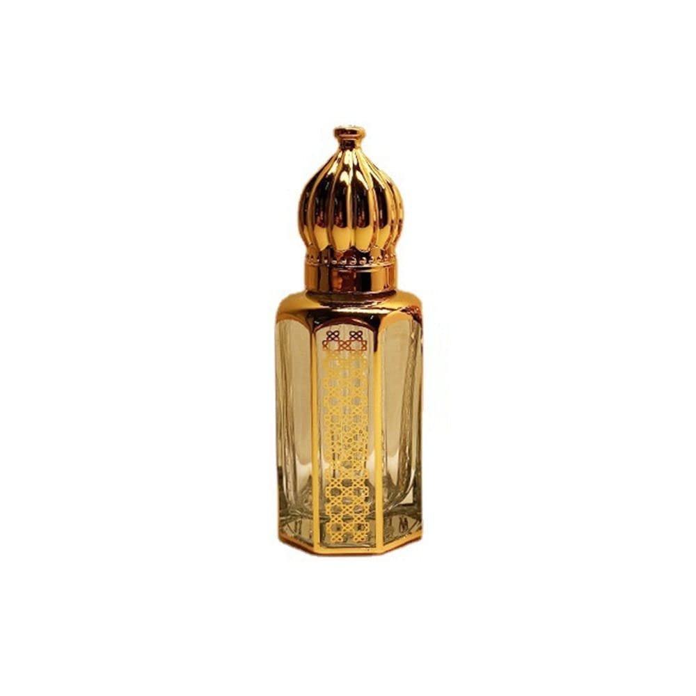1PCS Crystal Glass Perfume Bottle,Transparent Bronzing Essential Oil Bottle Middle East Crystal Gold Essential Oil Bottles(6ml)