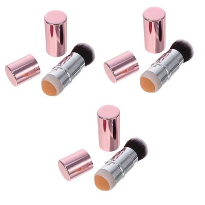 FOMIYES 3pcs Facial Oil Control Tool Volcanic Roller Natural Facial Massager Makeup Brush Dual-end Roller for Oily Skin