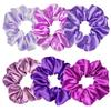 Sufermoe 6 Pcs Satin Silk Hair Scrunchies, Soft Hair Ties for Women and Girls, 4.5 Inch Hair Bands, Assorted Purple view 1