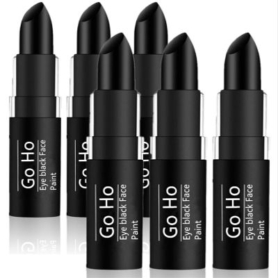 Go Ho 6PCS Eye Black Face Paint Stick for Sports,Waterproof Eye Black Baseball/Softball/Football Accessories,Easy to Color and Remove, Safe Facepaint&Lip Smacking for Halloween Makeup