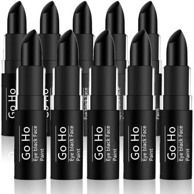Go Ho 10 PCS Eye Black Face Paint Stick for Sports,Waterproof Eye Black Baseball Gifts,Softball/Football Accessories,Easy to Color and Remove,Lip Smacking or Face Body Paint for Halloween Makeup