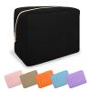 UIXIZQ Waterproof Large Makeup Pouch,Nylon Women Travel Toiletry Storage Preppy Cosmetic Bag for Girls,Big Makeup Organizer Bag Cute Zipper Pouch for Sport Work Gift(Large-Black) view 1