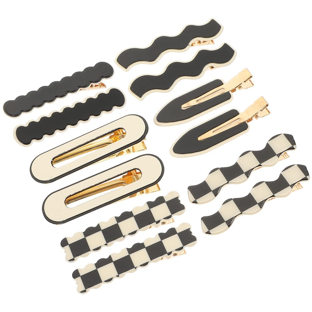 12pcs Duckbill Hair Clip Plaid Hairpins Girl Clips