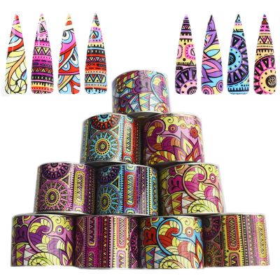 Geometry Flowers Nail Foils Transfer Nail Art Stickers Decals Nail Art Supplies 10 Rolls Boho Nail Stickers Bohemia Transfer Foils Paper Decoration For Nail Art Mix Retro Flower DIY Nail Foil Slider