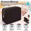Iqimott Nylon Large Makeup Bag Travel Pouch, Preppy Big Cosmetic Bag Makeup Organizer Nylon Large Capacity Toiletry Bag, Waterproof Large Zipper Pouch Storage Bag for Women Girls Teens(Black) view 4