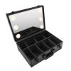 LENJKYYO Makeup Train Case, Cosmetic Organizer Box w/Lights & Mirror, Handheld & Portable Black Makeup Case, Makeup Artist Organizer Kit (Large) view 1