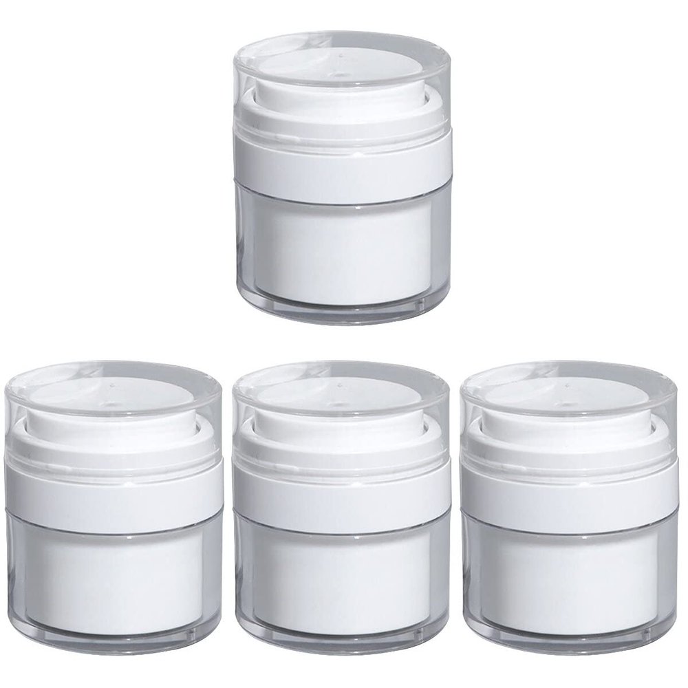 Cabilock 4pcs Refillable Cream Box Multi-function Cosmetic Sample Bottle Light-weight Travel Storage for Facial Creams and Lotions Vacuum Design for Easy Filling and Refilling