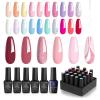 beetles Gel Polish 6 Pcs City of Love Collection 5 Colors Pink Red Ros & 2 Pcs White Liner Nail Lamp Cured Swirl Nails Design Base Top Coat 20Pcs Easter Macaron Colors Collection Bright Nail Art view 1