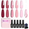 beetles Gel Polish 6 Pcs City of Love Collection 5 Colors Pink Red Ros & 2 Pcs White Liner Nail Lamp Cured Swirl Nails Design Base Top Coat 20Pcs Easter Macaron Colors Collection Bright Nail Art view 2