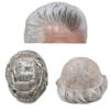 toupee for men hair piece replacement human hair system for men man hair units natural hairline full french lace mens wigs(7"X9", #1B80 Off Black+80% Gray-100% Light to Med-Light) view 1
