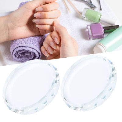 Manicure, 2PCS Nail Art Palettes Color Mixing Toning Glass False Eyelash Glue Hold Makeup Pallet
