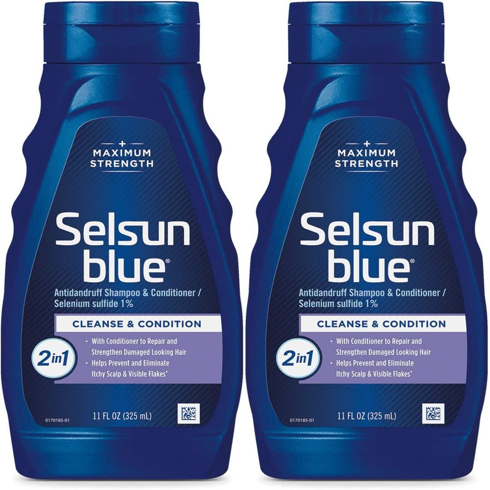 Selsun Blue 2-in-1 Anti-dandruff Shampoo & Conditioner, 11 fl. oz, Maximum Strength 2-in-1 Treatment, Selenium Sulfide 1% (Pack of 2)