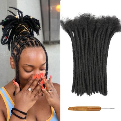 12 Inch 60 Strands 100% Human Hair Dreadlock Extensions for Men/Women/Kids 0.8cm Width Full Hand-made Permanent Dread Loc Extensions Human Hair Can be Dyed and Bleached