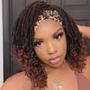 Hanne Fashion Faux Locs Headband Wig Short Dreadlock Wigs Goddess Hand Braided Twist Synthetic Wigs for Black Women Curly Dreadlock Locs Wig 1B/350# view 1