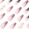 24pcs Dollars Ballerina Flash Diamond Crystal Long Glossy Coffin Flash Fake Nails Press on Nail False Tips Manicure for Women and Girls (Pink) view 3