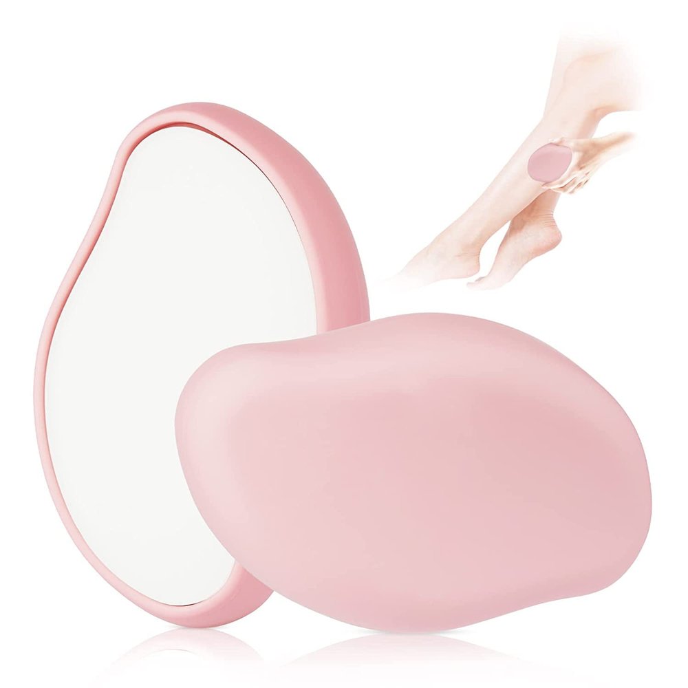 Crystal Hair Eraser for Women and Men, Reusable Crystal Hair Remover Magic Painless Exfoliation Hair Removal Tool, Magic Hair Eraser for Back Arms Legs- 2 Pack Pink
