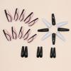 24pcs Dollars Ballerina Flash Diamond Crystal Long Glossy Coffin Flash Fake Nails Press on Nail False Tips Manicure for Women and Girls (Black&White) view 2