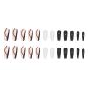 24pcs Dollars Ballerina Flash Diamond Crystal Long Glossy Coffin Flash Fake Nails Press on Nail False Tips Manicure for Women and Girls (Black&White) view 4