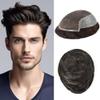 Toupee For Men Hair Pieces French Lace Mens Toupee Human Hair Replacment System For Men Front Blached Knot Mens Hairpiece 7x9Light to medium density 2# DARKEST BROWN view 1