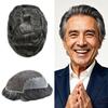 Toupee For Men Hair Pieces French Lace Mens Toupee Human Hair Replacment System Front Blached Knot Hair Piece For Men 5x7Medium light density#1B50 1B# OFF BLACK+ 50% GREY view 1