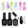 Beetles Nail Blooming Gel 15ml Clear Uv Led Blossom Gel and 2 Pcs 15ml Black White Colors Gel Polish Set view 1