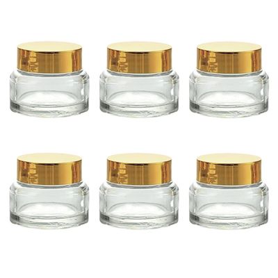 FRCOLOR 6pcs Leak Small Glass Cream Bottles Lids Refillable Containers for Travel Cosmetics Skincare and Craft Supplies