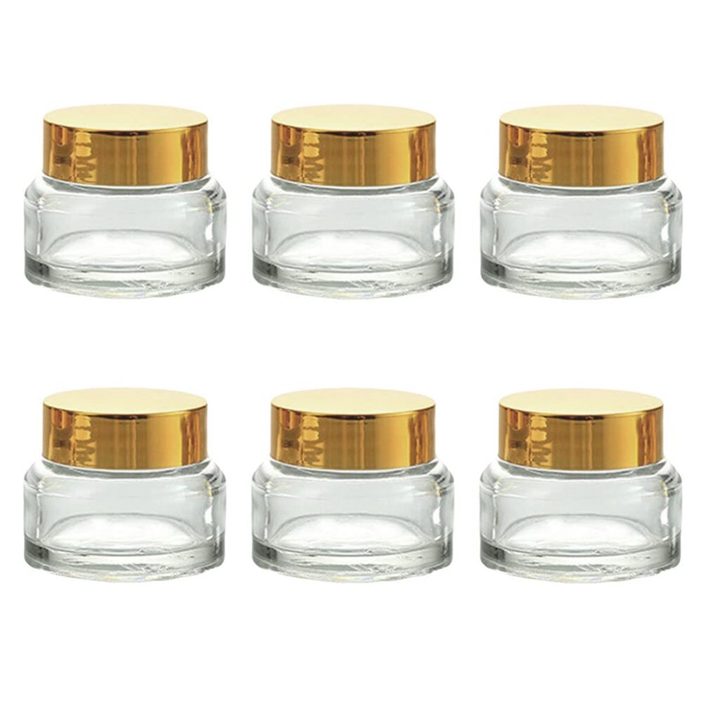 FRCOLOR 6pcs Leak Small Glass Cream Bottles Lids Refillable Containers for Travel Cosmetics Skincare and Craft Supplies