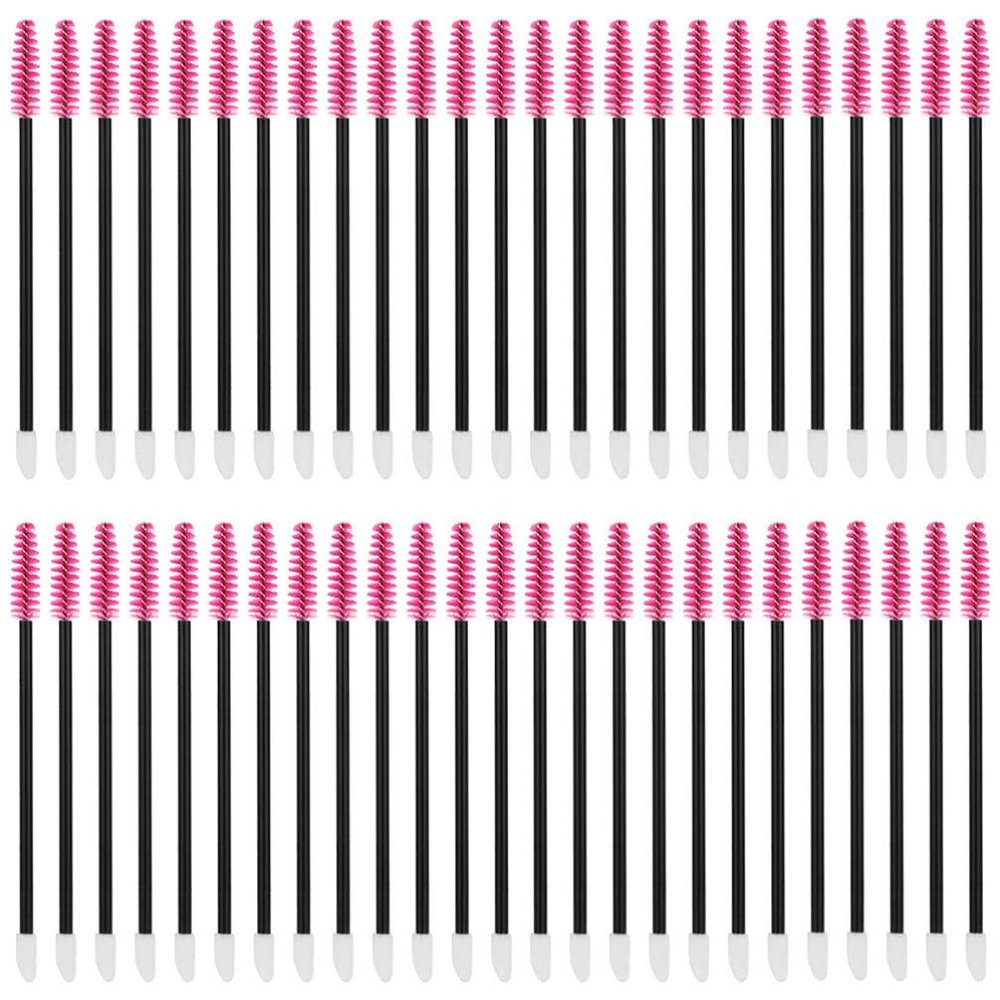 FOMIYES 50pcs Disposable Eyelash and Eyebrow Brushes Dual- Makeup Applicators for Mascara and Brow Grooming and Material for Professional and Home Use