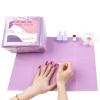 BOMOQING 125PCS Disposable Nail Art Table Mat, Waterproof Nail Tips Art Table Towels Mat, 3 Ply Nail Napkins for Acrylic, Nail Art Mat Paper Sheet, Nail Tips Art Waterproof Pad for SalonPurple view 1