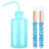 3 PCS Lash Shampoo Brush Sets with 1pcs 250 ML Plastic Satety Lash Tatoo Wash Bottles 2PCS Nose Blackhead Facial Cleaning Brush for Eyelash Extension Supplies (250ML blue bottle+crystal clean brush) view 1