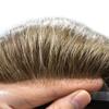Toupee for Men Hairpiece Human Hair Replacement Systems French Lace Front Mens Toupee Bleached Knots Natural Hairline Swiss lace Hair Systems for Men Grey Black Brown Blone Male Wig Unit(8X10"-120% density#1720 Dark Ash Blonde with 20% Gray ) view 3