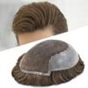 Toupee for Men Hairpiece Human Hair Replacement Systems French Lace Front Mens Toupee Bleached Knots Natural Hairline Swiss lace Hair Systems for Men Grey Black Brown Blone Male Wig Unit(8X10"-120% density#510 Medium Light Brown with 10% Gray ) view 1