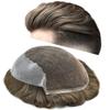 Toupee for Men Hairpiece Human Hair Replacement Systems French Lace Front Mens Toupee Bleached Knots Natural Hairline Swiss lace Hair Systems for Men Grey Black Brown Blone Male Wig Unit(8X10"-100% density#610 Light Brown with 10% Gray ) view 1