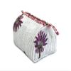 Indian Cotton Handmade Bag, Floral Hand Block Print Toiletry Bag Storage, Set of 3 Pieces Stationary Bag, Quilted Wash Bag, Cosmetic Bag view 4