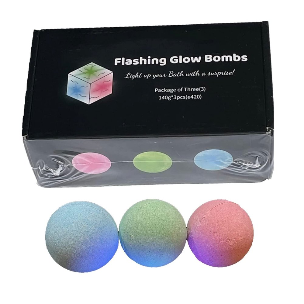6 Light-Up Disco Bath Bombs Bulk Pack Glow-in-The-Dark Flashing Spa Gift Set