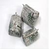 Beautiful Travel bag, Indian Set of 3 Pieces Cotton Handmade Floral Block Print Toiletry Bag Storage, Quilted Wash Bag, Cosmetic Organizer view 2