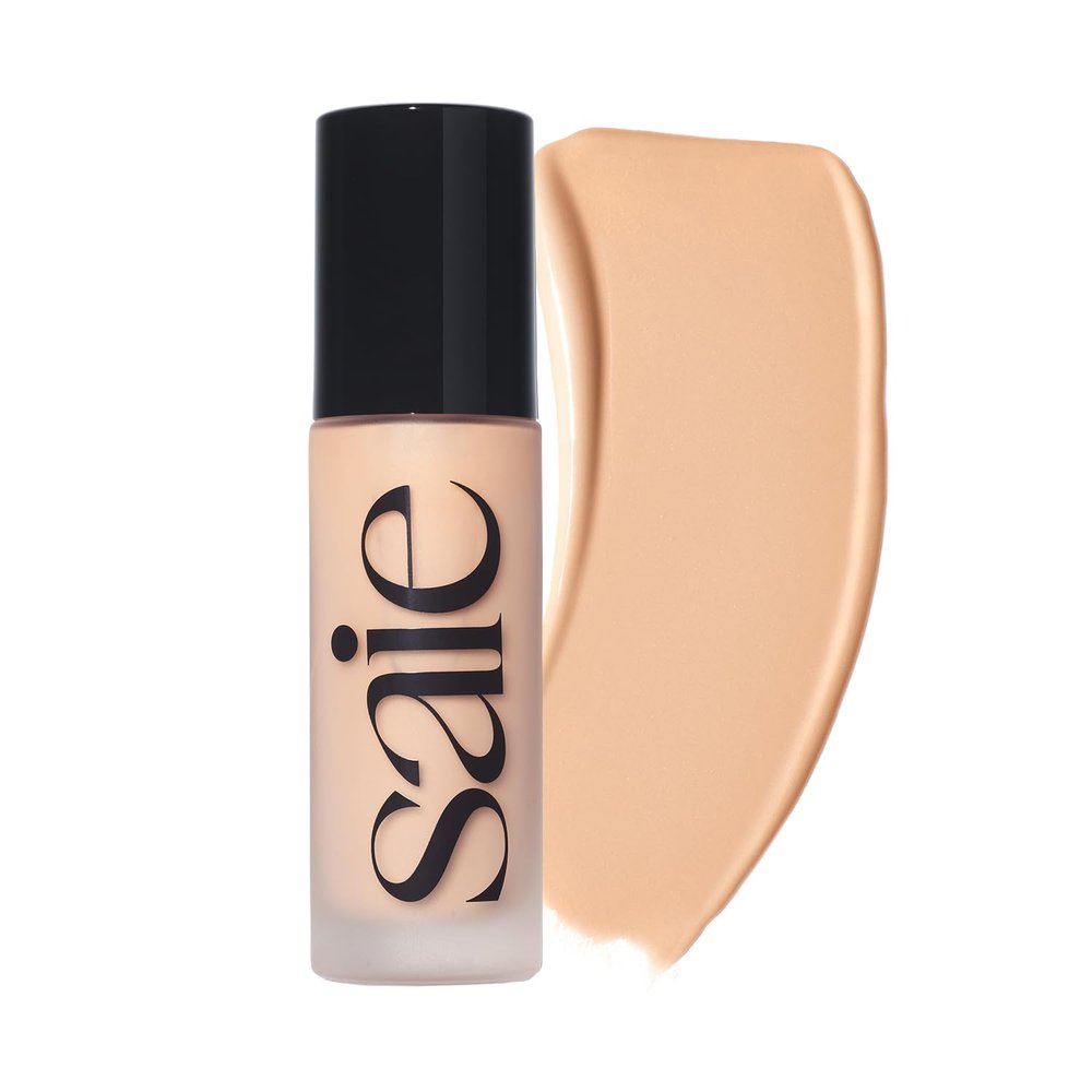 Saie Glowy Super Skin Tint Liquid Foundation - Weightless + Dewy Foundation with Lightweight Medium Coverage - Hydrating Face Makeup + Skin Care Serum Hybrid with Hyaluronic Acid - Shade 9 (1.01 oz)