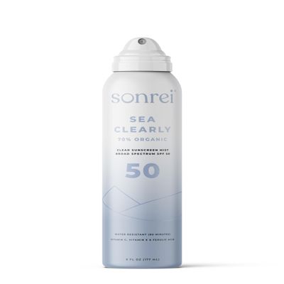 Sonrei Sea Clearly Organic Mist Sunscreen | SPF 50, Broad Spectrum, Water-Resistant | Vegan, Non-Greasy | Ideal for Face & Body | 6 Fl Oz (Pack of 1)