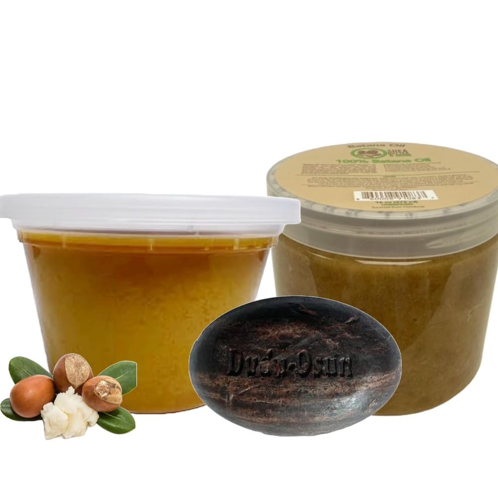 100% Pure Batana Oil 16oz, 16oz African Shea Butter, & Dudu Osun Black Soap Bar Value Bundle Pack For Ultimate Bodycare