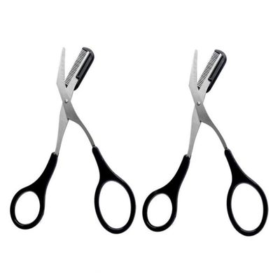 ericotry 2 PCS Professional Precision Trimmer Eyebrow Scissors Remover Beauty Tool with Comb and Non Slip Finger Grips for Men Women Hair Removal Grooming Shaping