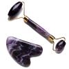 YEDECOR Jade Roller Massager and Gua Sha Set - Beauty Roller & Guasha Tool for Face, Eye, Neck, Body - Natural Healing Crystal for Massage, Beauty Skin Care,Amethyst view 1