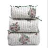 Cotton Toiletry Bag Zipper Pouch Set of 3 Pieces Toiletry Bag, Quilted Block Print Make Up Bag, Large Cosmetic Pouch, Quilted Makeup Pouch view 1