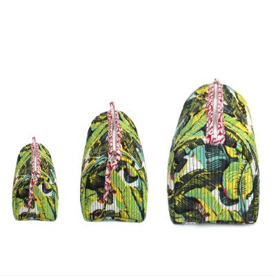 Cotton Quilted Wash Bags, Toiletry Bags, Set of 3 Pieces Toiletry Bag, Block Printed Floral Design Makeup Pouch Zipper Bag, Cosmetic Bag